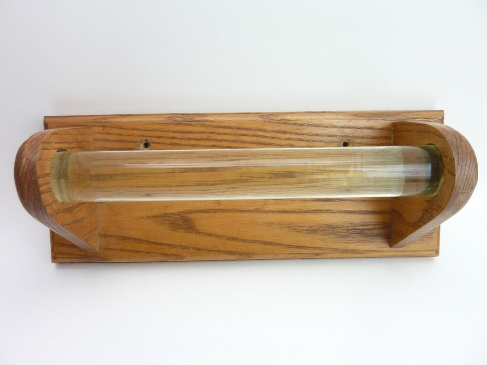Vintage Handmade Wood Paper Towel Holder Rustic Kitchen Glass Rod Wall Mount 13"